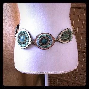 CHICOS gold/turquoise belt